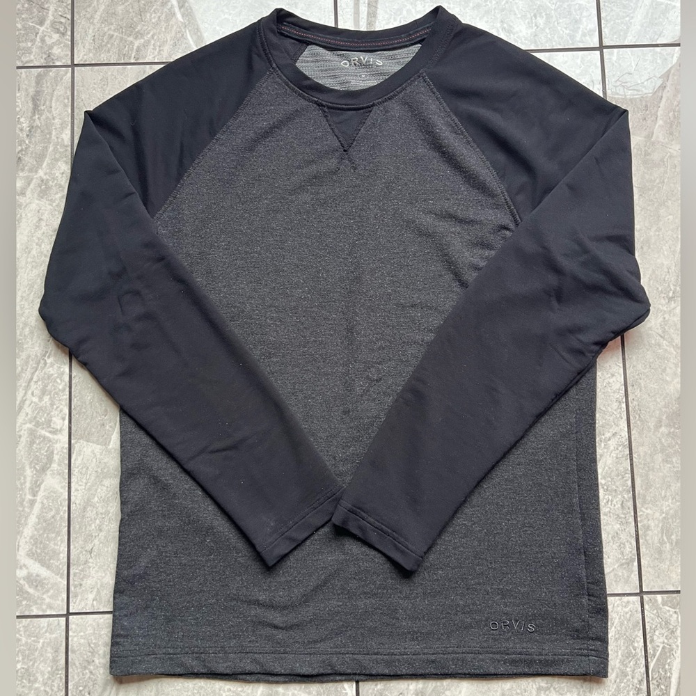 Orvis Raglan Men’s Black Gray Classic Collection Longsleeve Crewneck Shirt M
